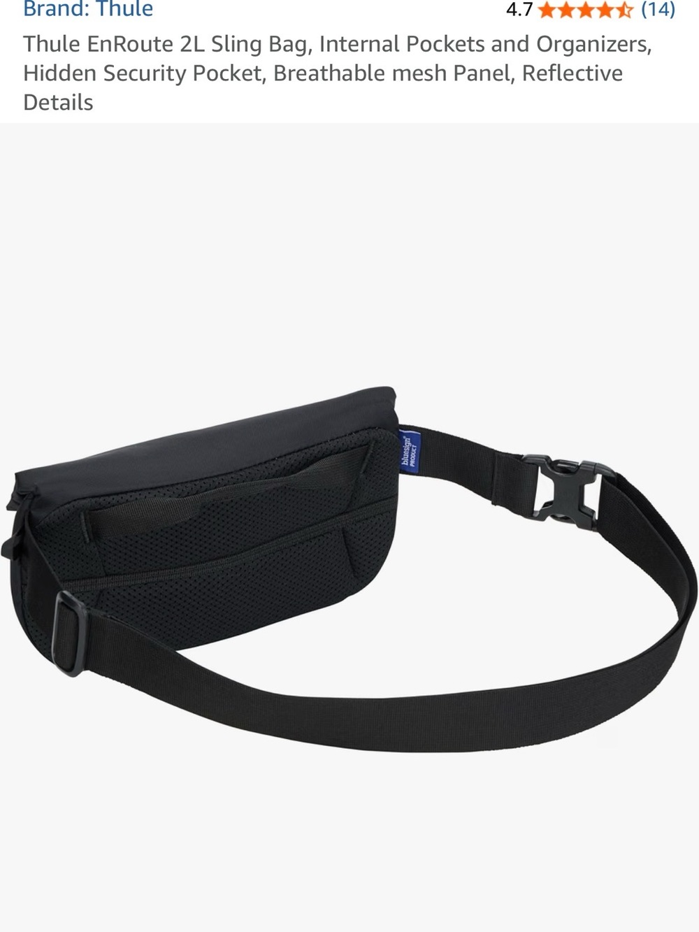 Thule Black Sling Bag with Adjustable Crossbody Strap - Picture 4 of 8